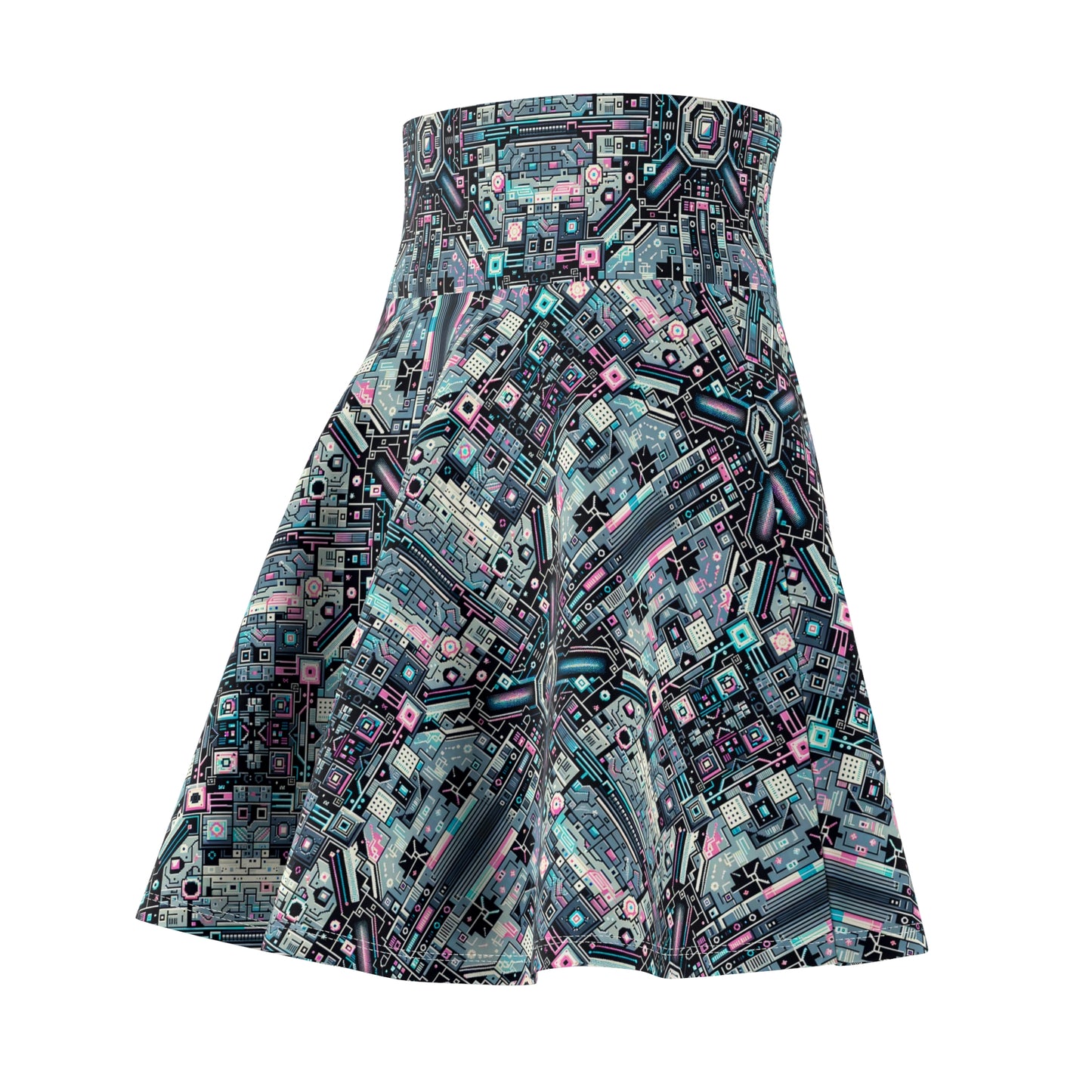 Digital Renaissance Tech-Forward Maximalism Women's Skater Skirt - 8404 Design-44