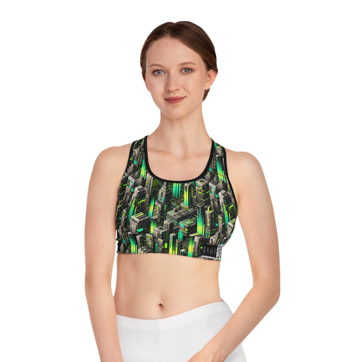 Digital Rebellion Tech-Forward Streetwear Sports Bra - 8404 Design-63