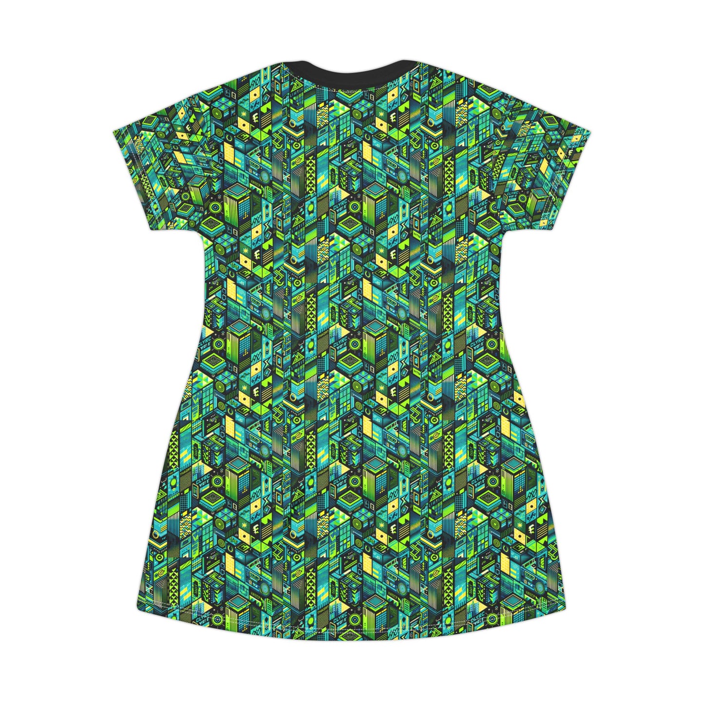 Tech-Infused Neon Tech-Forward Streetwear T-Shirt Dress - 8404 Design-61