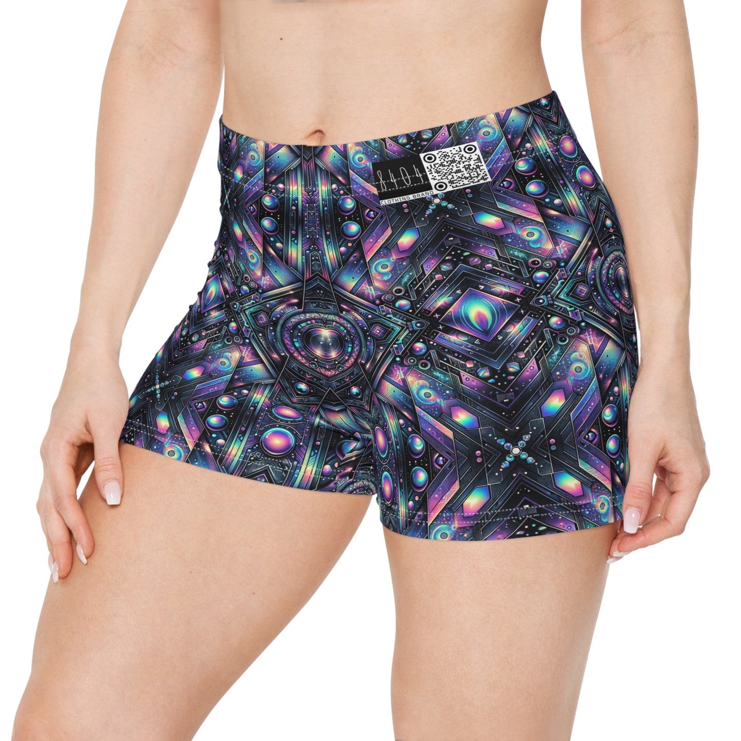 Galactic Hues Tech-Forward Cosmic Fusion Women's Shorts - 8404 Design-58