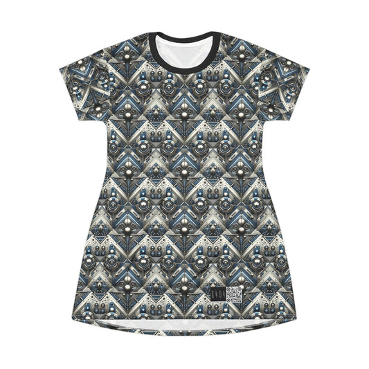 Tech Utility Fusion Tech-Forward Utility With a Futuristic Edge T-Shirt Dress - 8404 Design-63