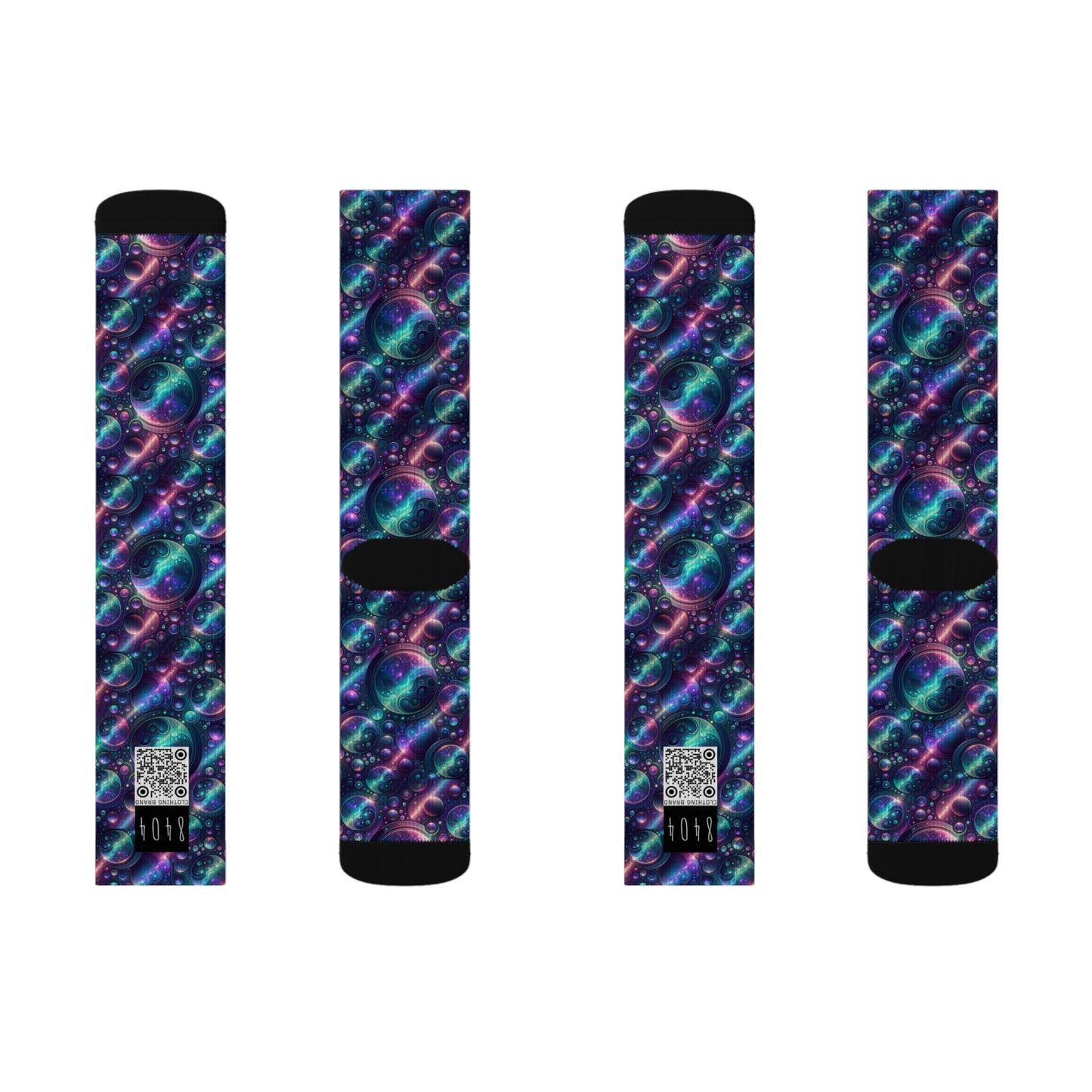 Iridescent Tech Fusion Tech-Forward Streetwear Sublimation Socks - 8404 Design-51