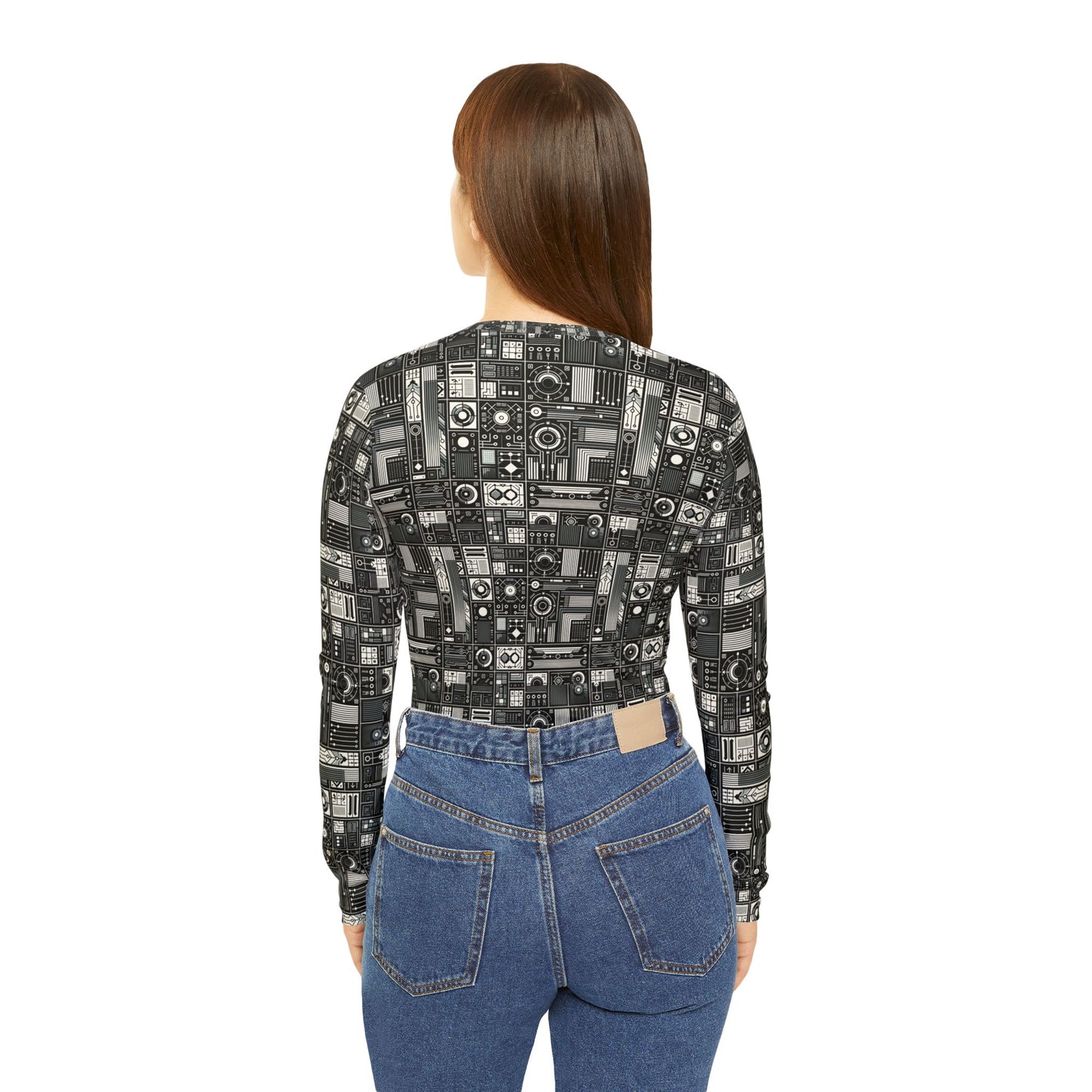 Digital Minimalism Minimalist Tech Women's Long Sleeve V-Neck Shirt - 8404 Design-62
