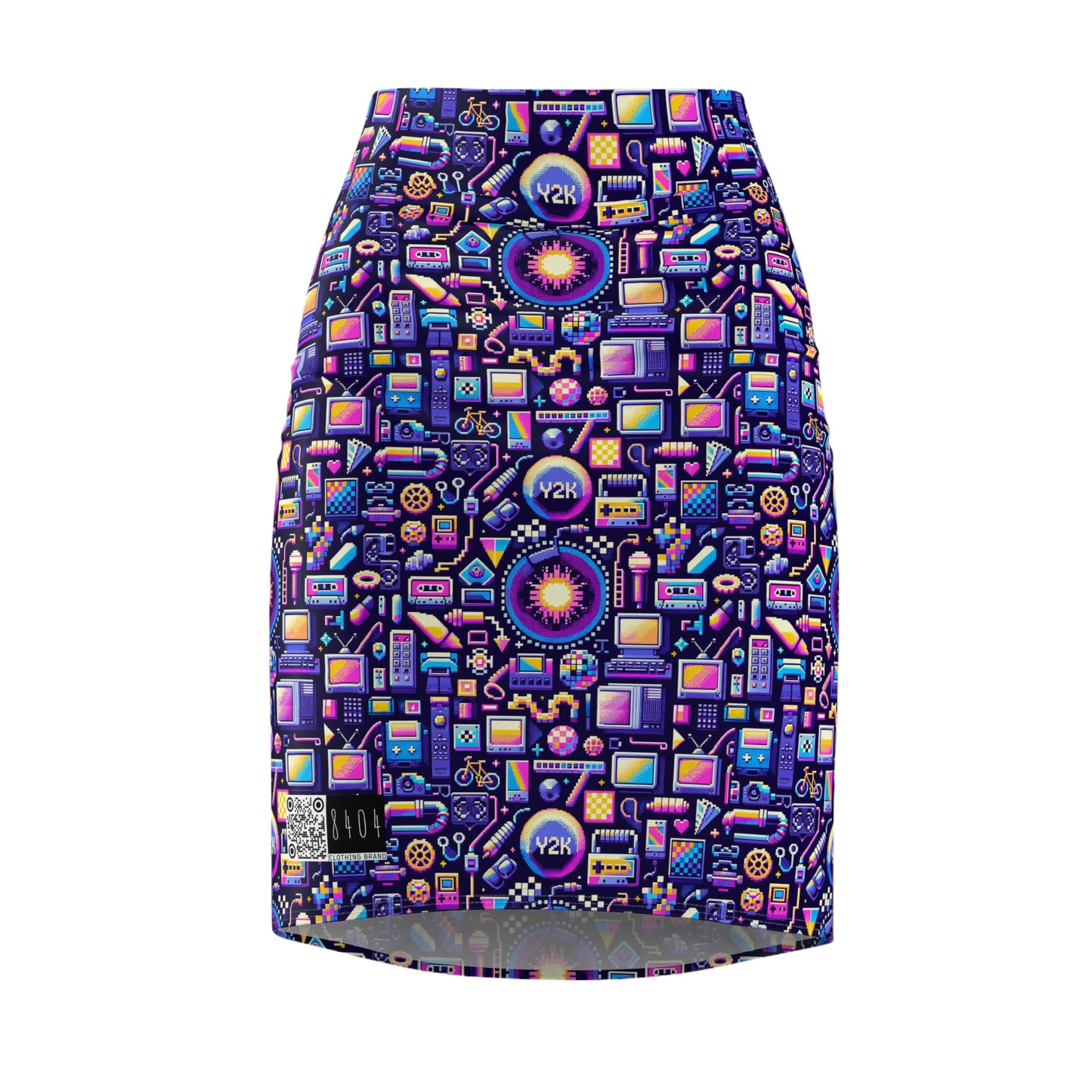 Digital Nostalgia Modern Retro Fusion Women's Pencil Skirt - 8404 Design-64