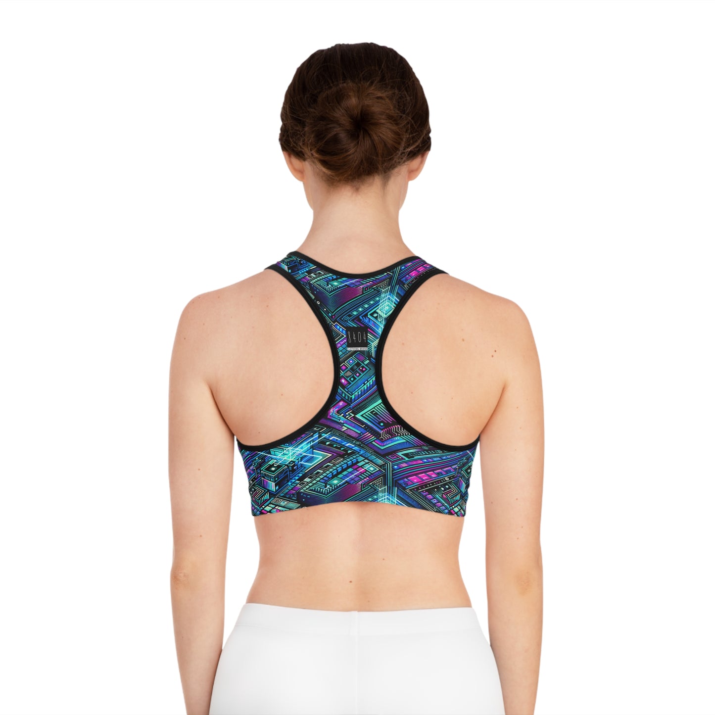 Digital Dreamland Futuristic Tech Aesthetic Sports Bra - 8404 Design-42