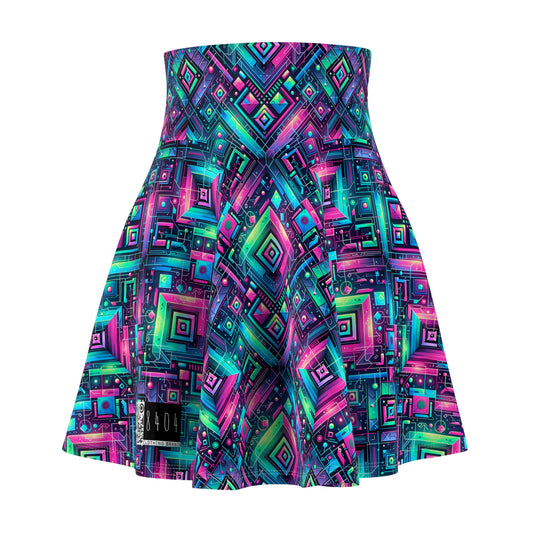 Tech-Infused Graphics Tech-Forward Streetwear Women's Skater Skirt - 8404 Design-52
