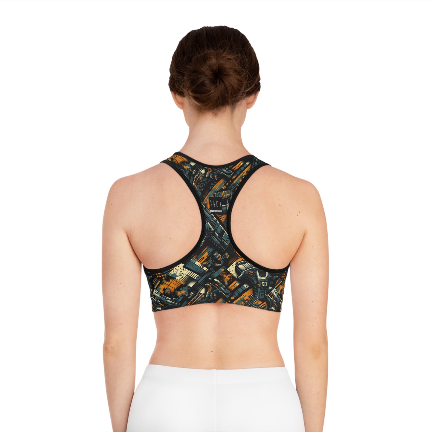 Digital Punk Futuristic Grunge Sports Bra - 8404 Design-47