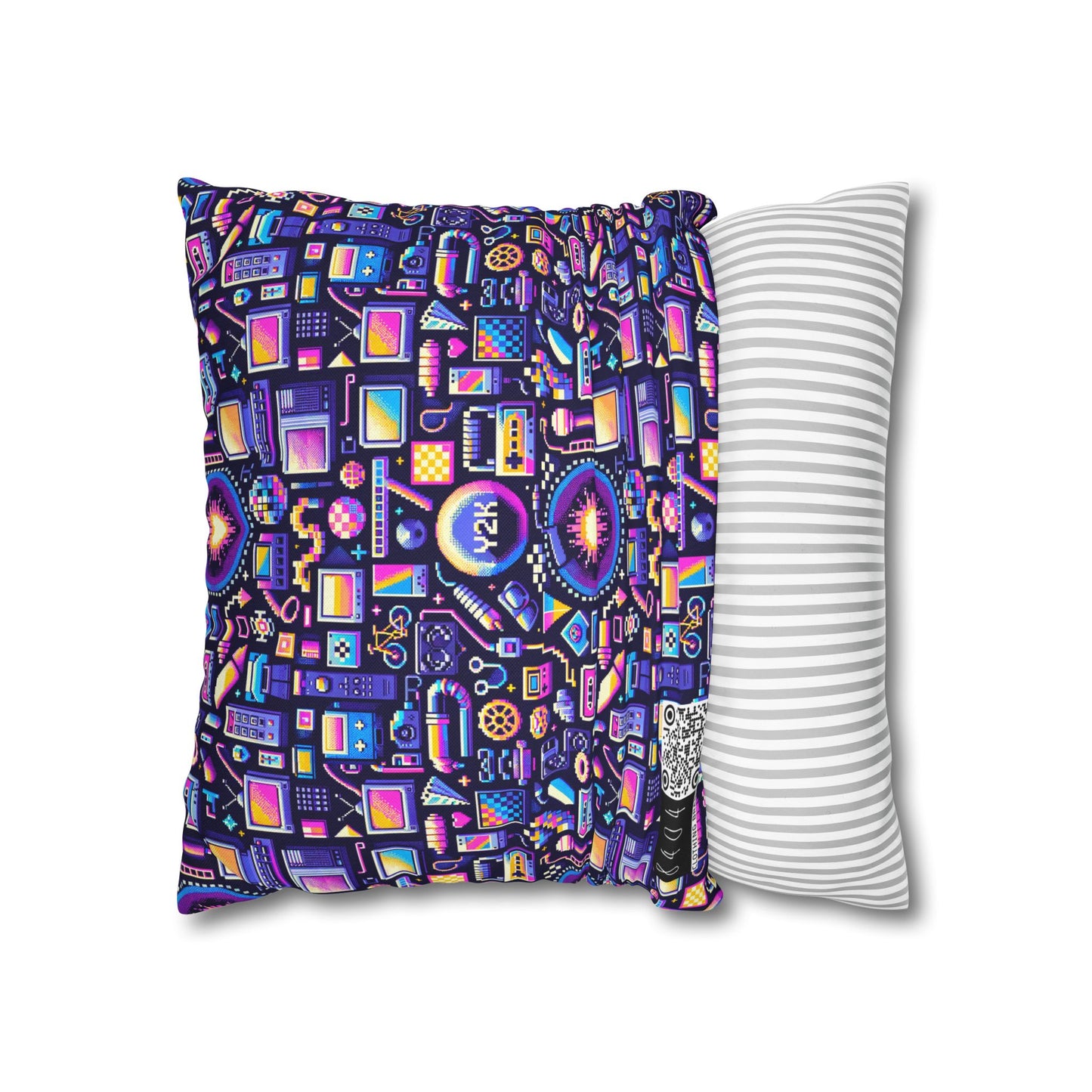 Digital Nostalgia Modern Retro Fusion Spun Polyester Square Pillowcase - 8404 Design-64