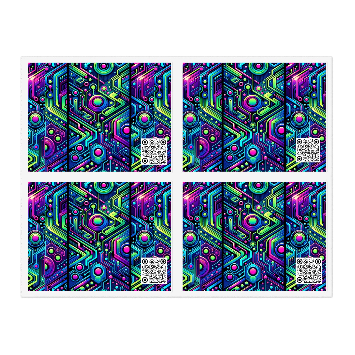 Tech-Infused Neon Tech-Forward Streetwear Sticker Sheets - 8404 Design-44