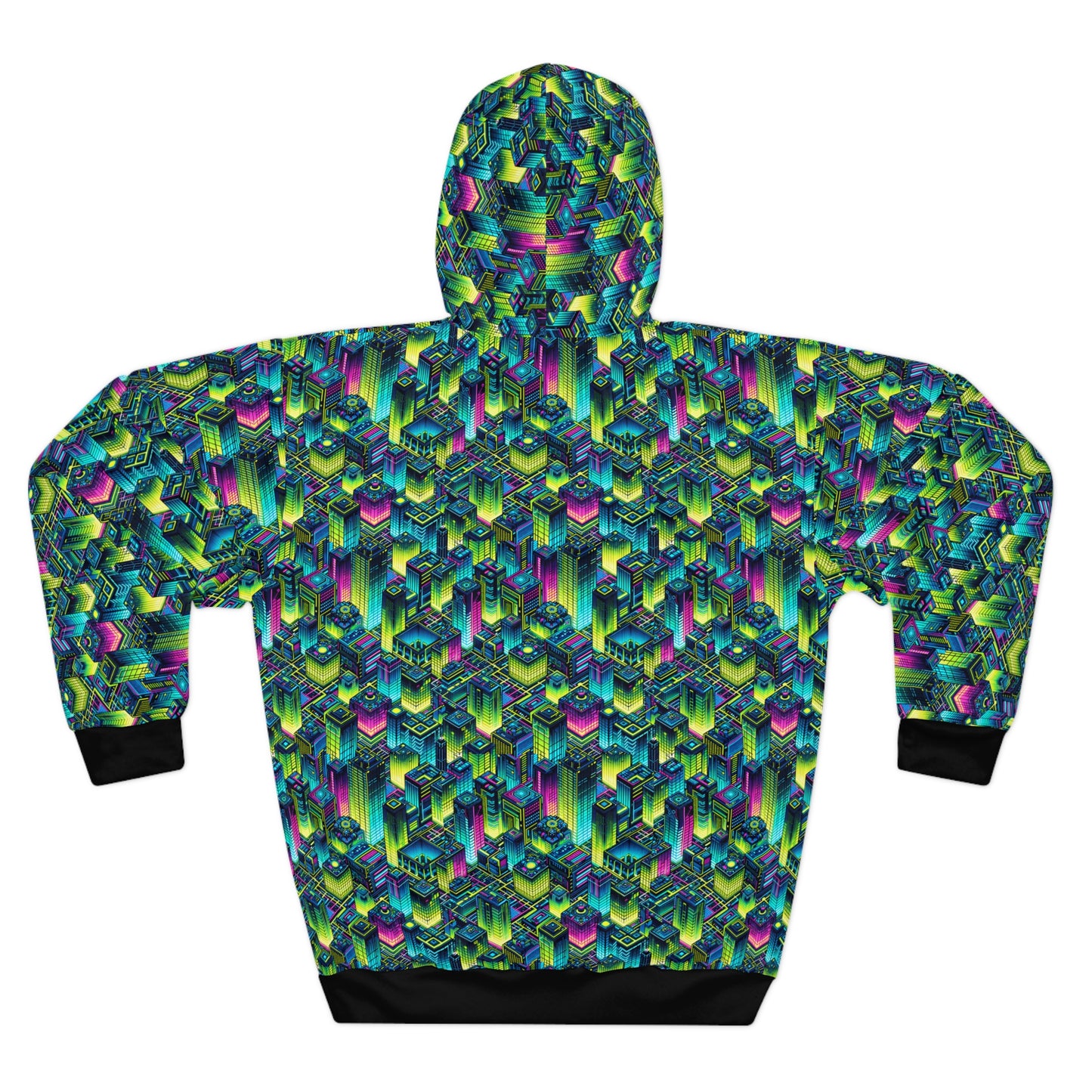 Tech-Infused Neon Tech-Forward Streetwear Pullover Hoodie - 8404 Design-65