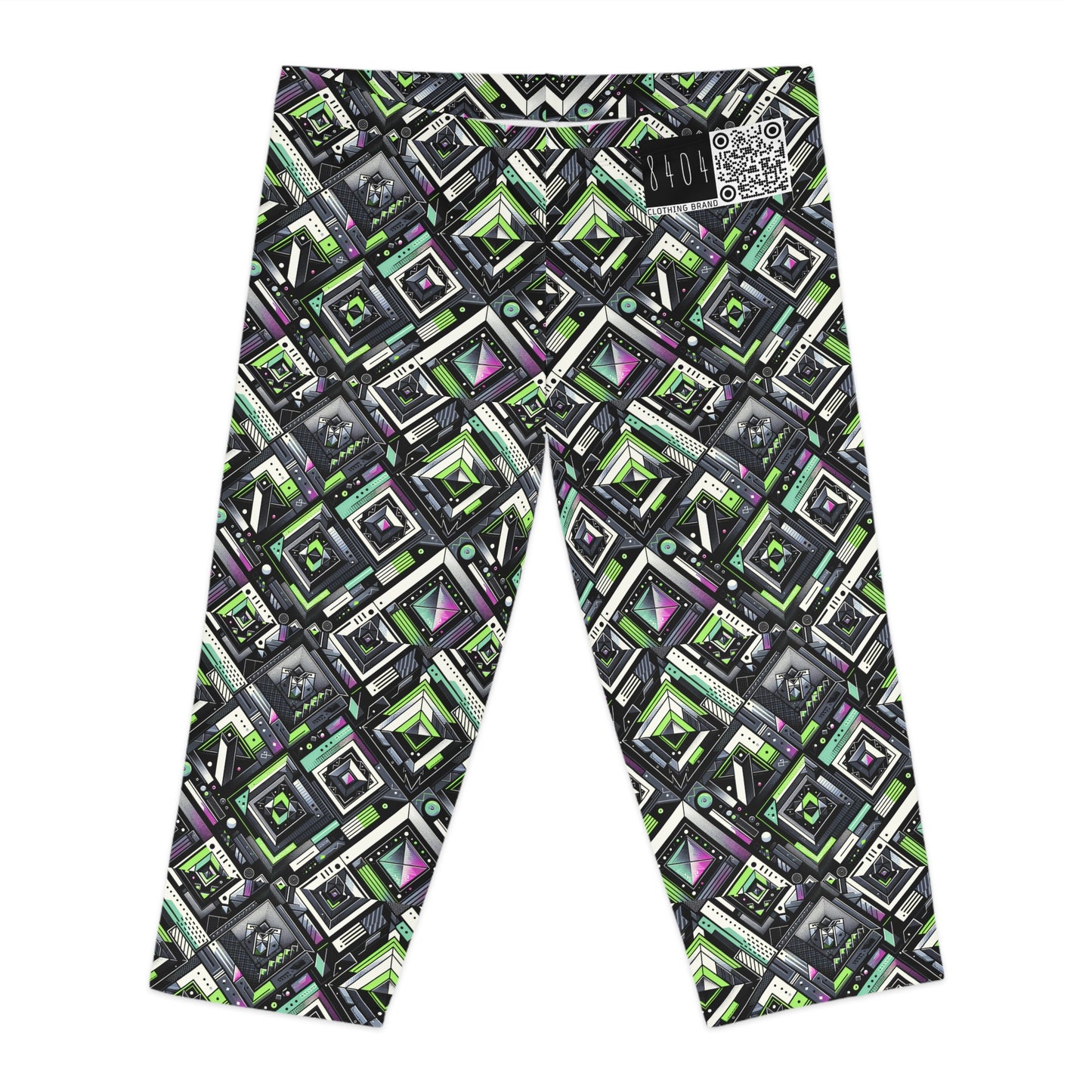 Retro Futurism Graphics Tech-Forward Streetwear Women's Capri Leggings - 8404 Design-48