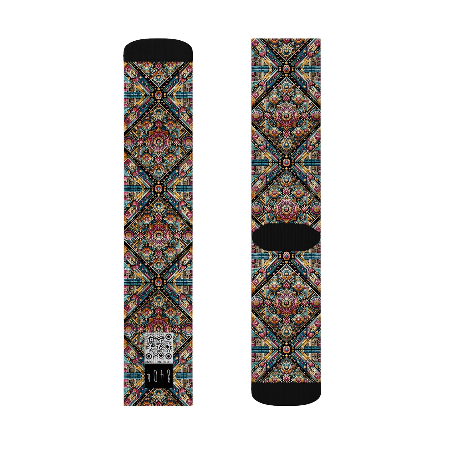 Cultural Fusion Tech Blend of Cultural Heritage With Tech-Inspired Elements Sublimation Socks - 8404 Design-58