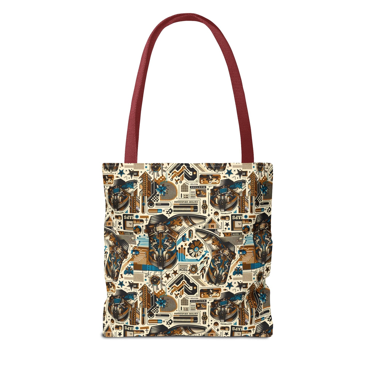 Digital Cowboy Chic Tech-Infused Western Fusion Tote Bag - 8404 Design-45