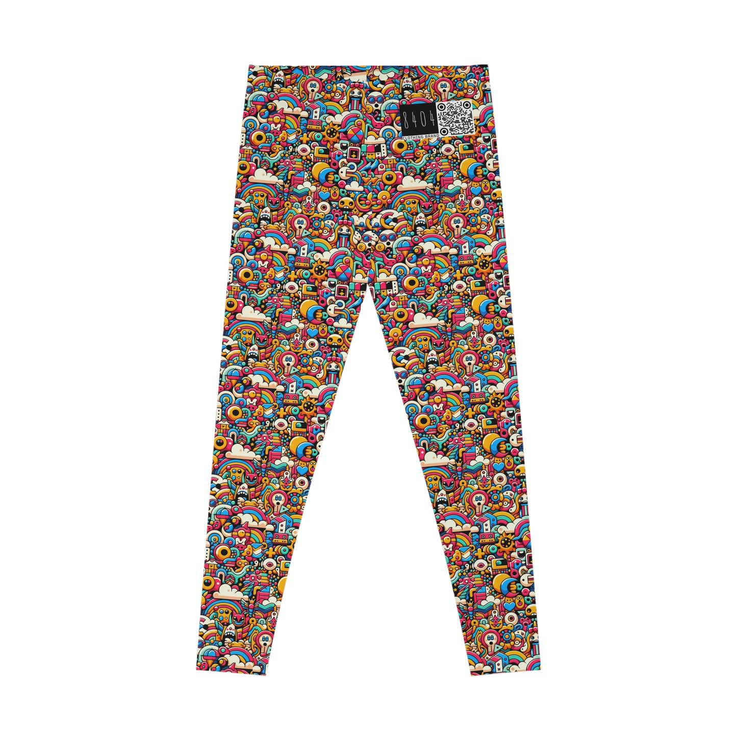 Neon Pop Playful Pop Culture Mashup Stretch Leggings - 8404 Design-62