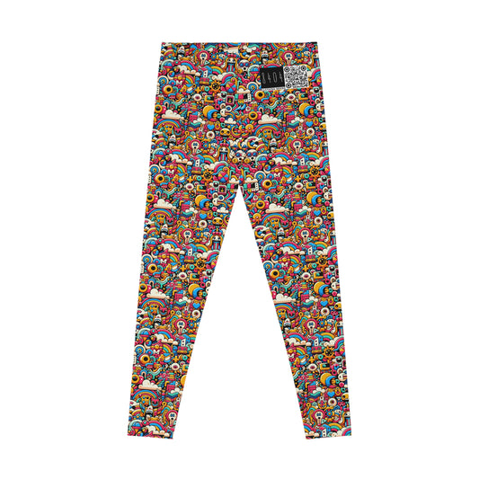 Neon Pop Playful Pop Culture Mashup Stretch Leggings - 8404 Design-62