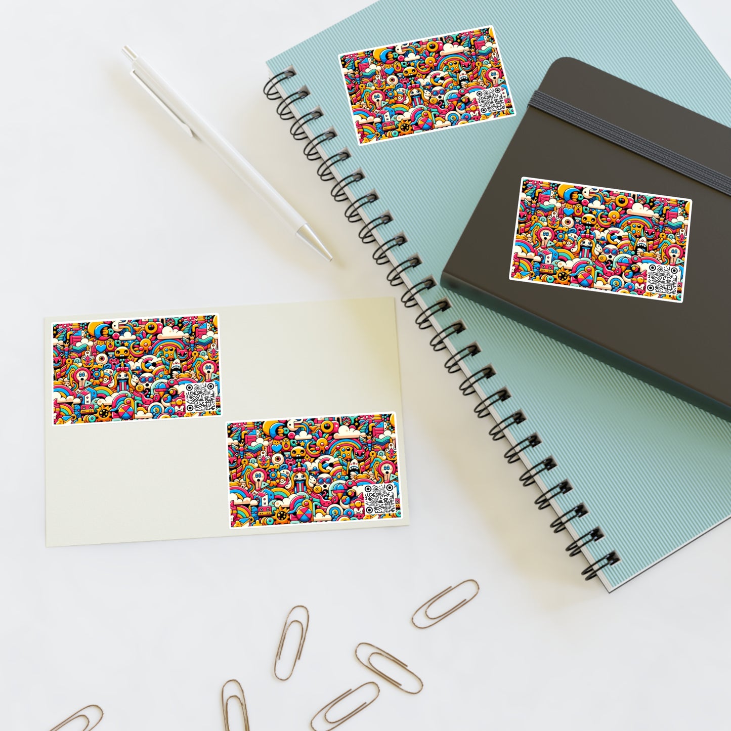 Neon Pop Playful Pop Culture Mashup Sticker Sheets - 8404 Design-62