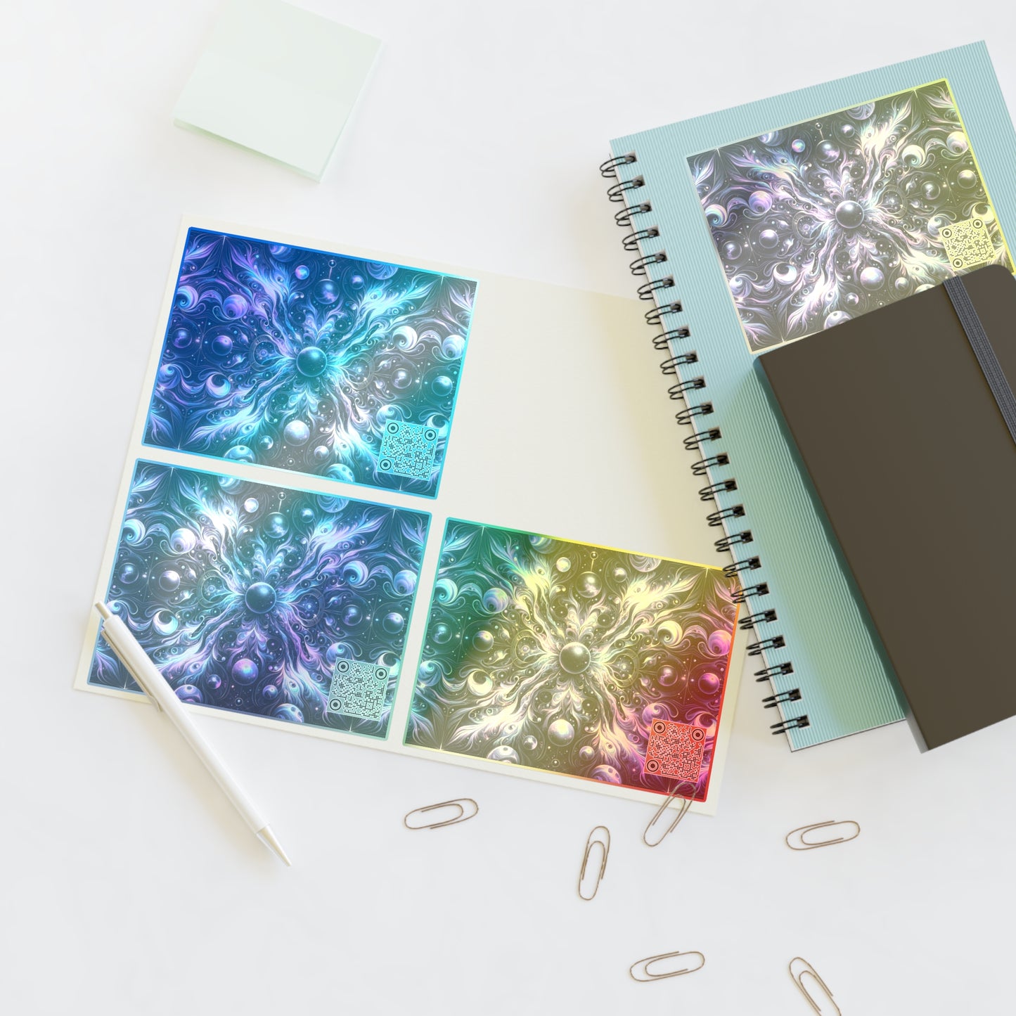 Galactic Hues Tech-Forward Cosmic Fusion Sticker Sheets - 8404 Design-41