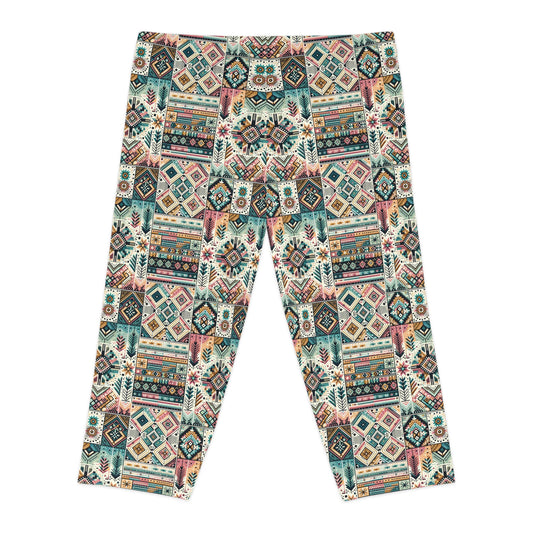 Digital Artisanal Fusion Digital Artisanal Women's Capri Leggings - 8404 Design-49