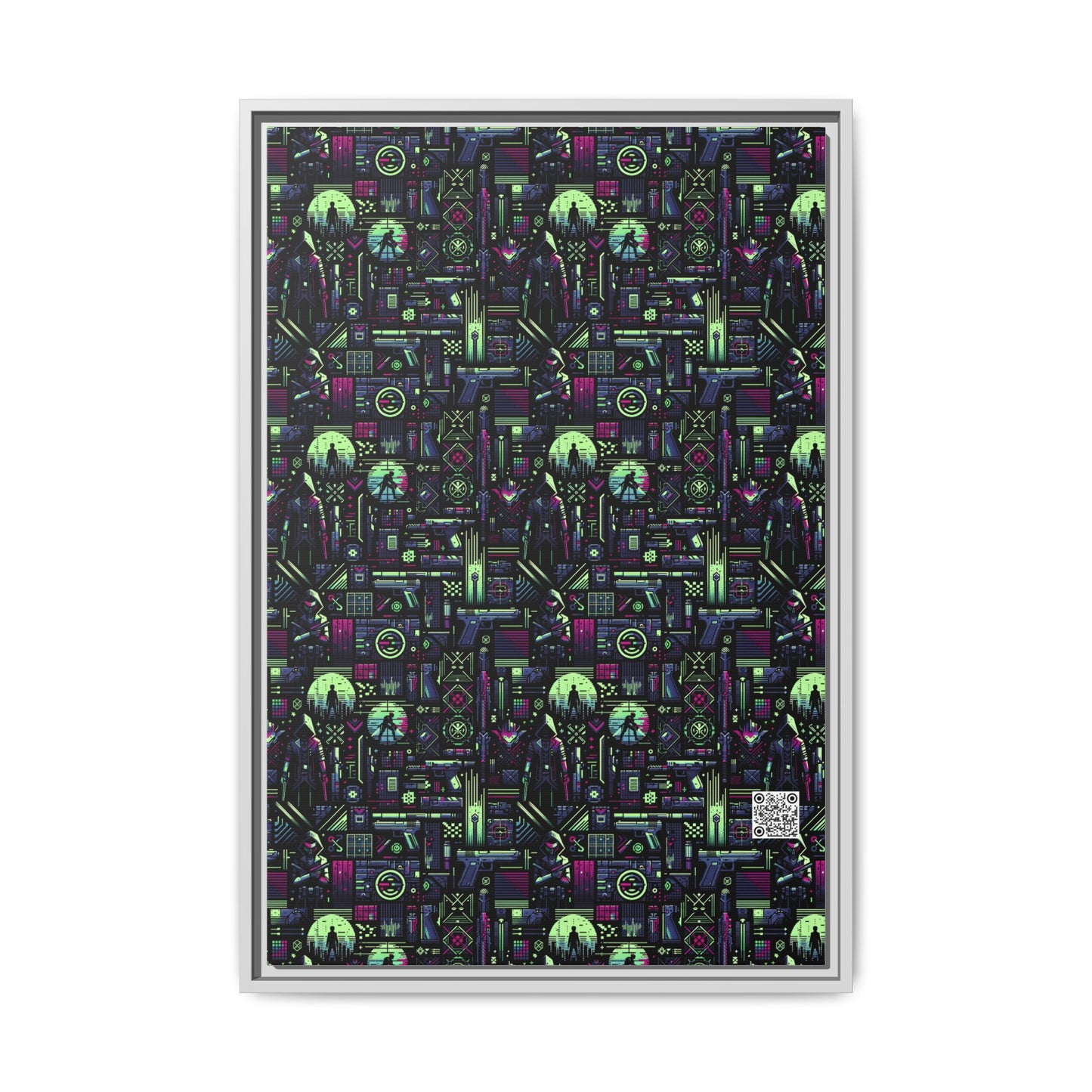 Tech Noir Futuristic Cyberpunk Matte Canvas, Framed (multi-Color) - 8404 Design-63 A