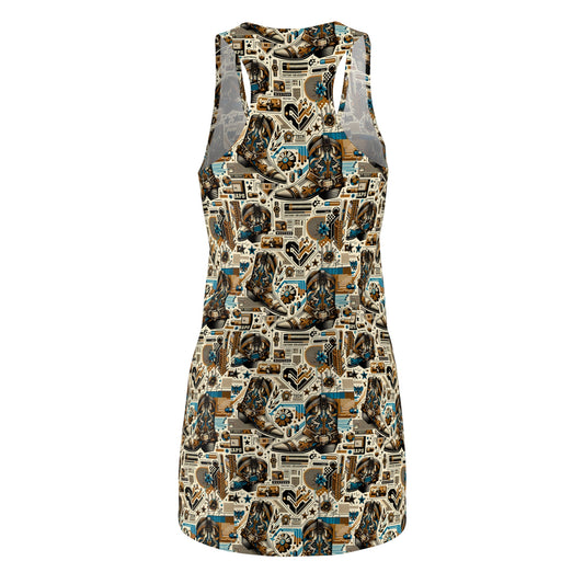 Digital Cowboy Chic Tech-Infused Western Fusion Women's Cut & Sew Racerback Dress - 8404 Design-45