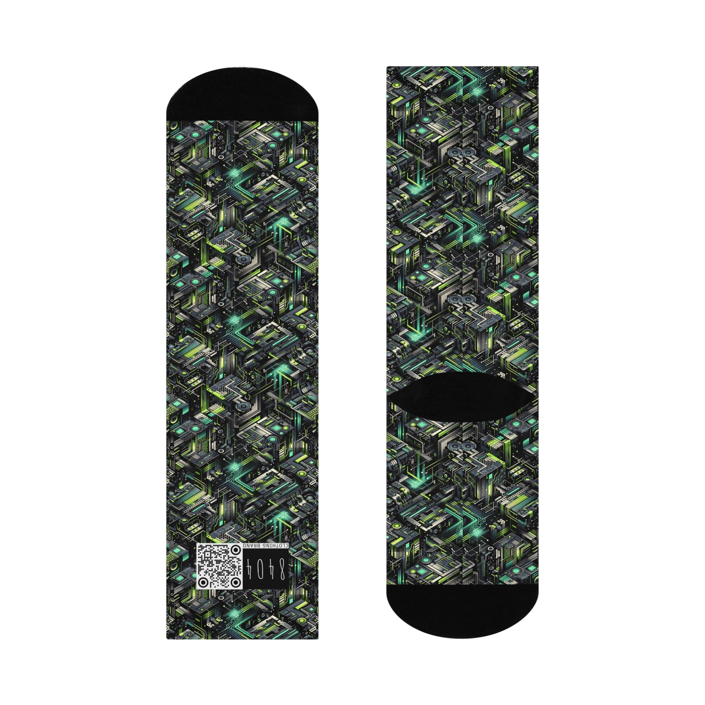 Tech-Infused Graphics Tech-Forward Streetwear Cushioned Crew Socks - 8404 Design-47