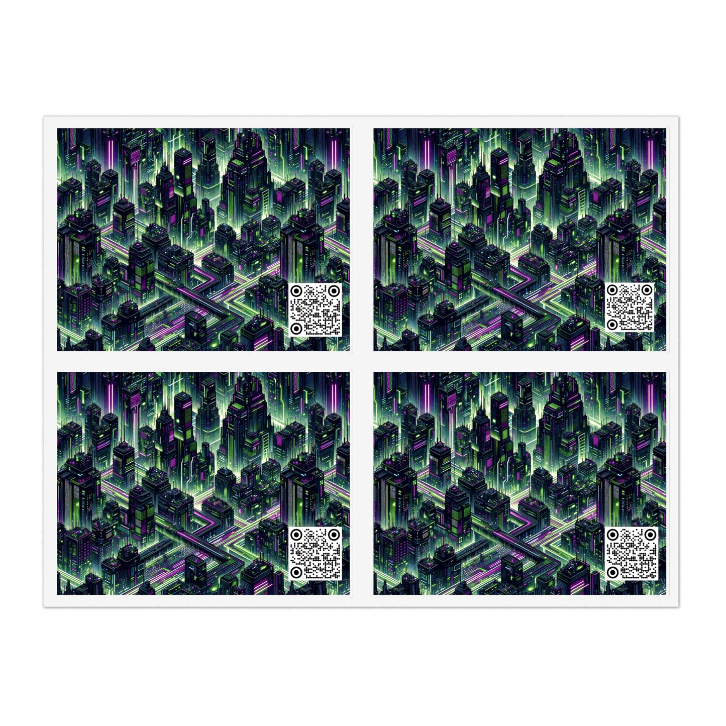 Tech Noir Aesthetics Tech-Forward Urban Dystopia Sticker Sheets - 8404 Design-55
