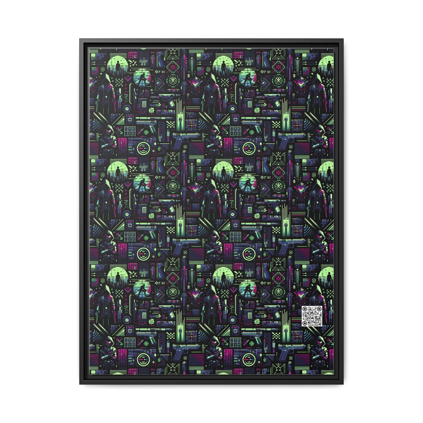 Tech Noir Futuristic Cyberpunk Matte Canvas, Framed (multi-Color) - 8404 Design-63 A