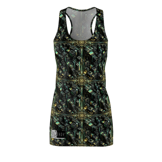Tech Noir Graphics Tech-Inspired Streetwear Women's Cut & Sew Racerback Dress - 8404 Design-66