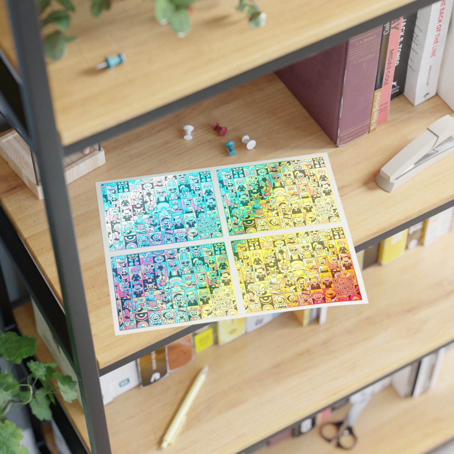 Neon Pop Playful Pop Culture Mashup Sticker Sheets - 8404 Design-60