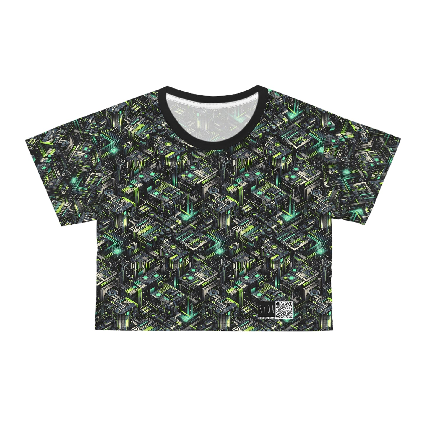 Tech-Infused Graphics Tech-Forward Streetwear Crop Tee - 8404 Design-47