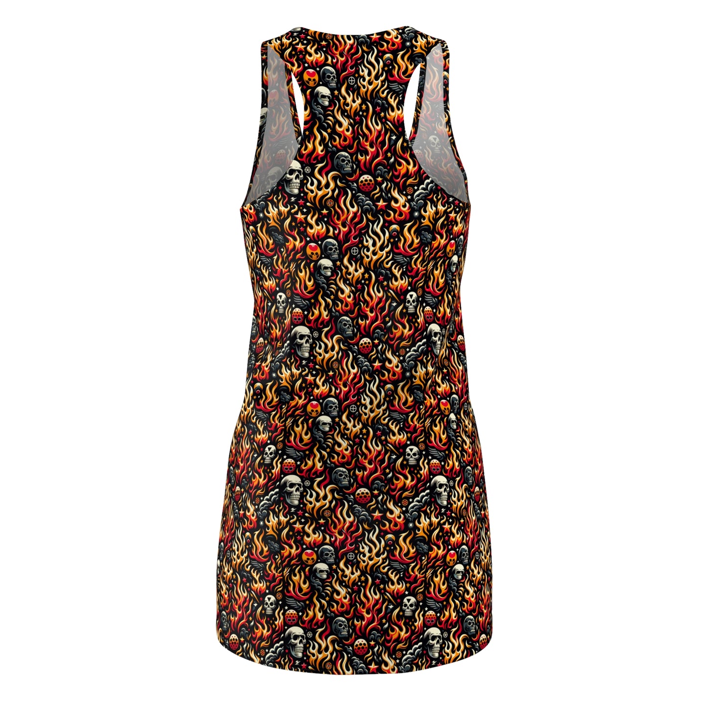 Flame Graphics Maximalist Streetwear Women's Cut & Sew Racerback Dress - 8404 Design-76