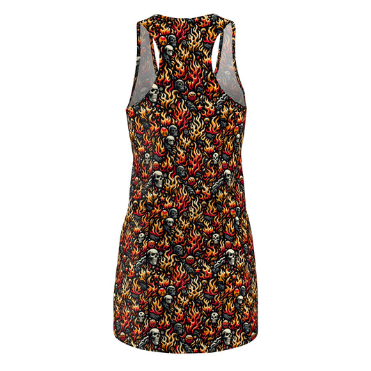 Flame Graphics Maximalist Streetwear Women's Cut & Sew Racerback Dress - 8404 Design-76