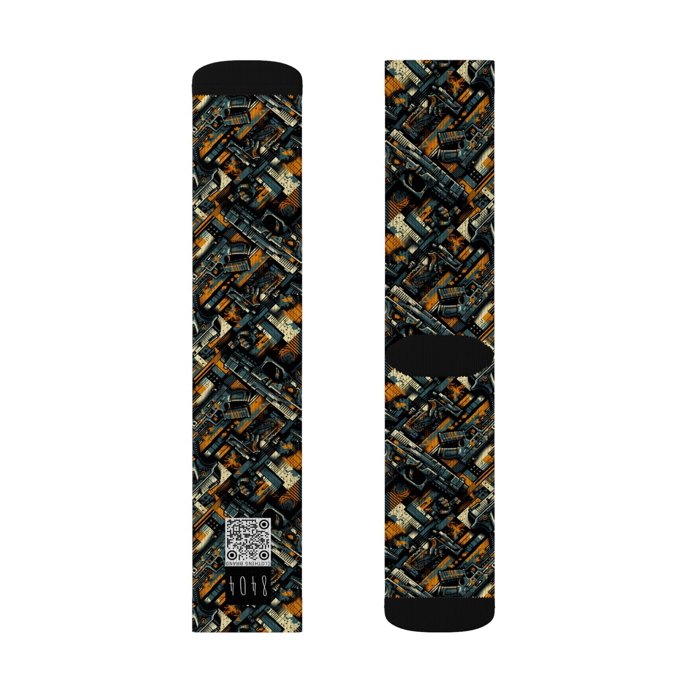 Digital Punk Futuristic Grunge Sublimation Socks - 8404 Design-47