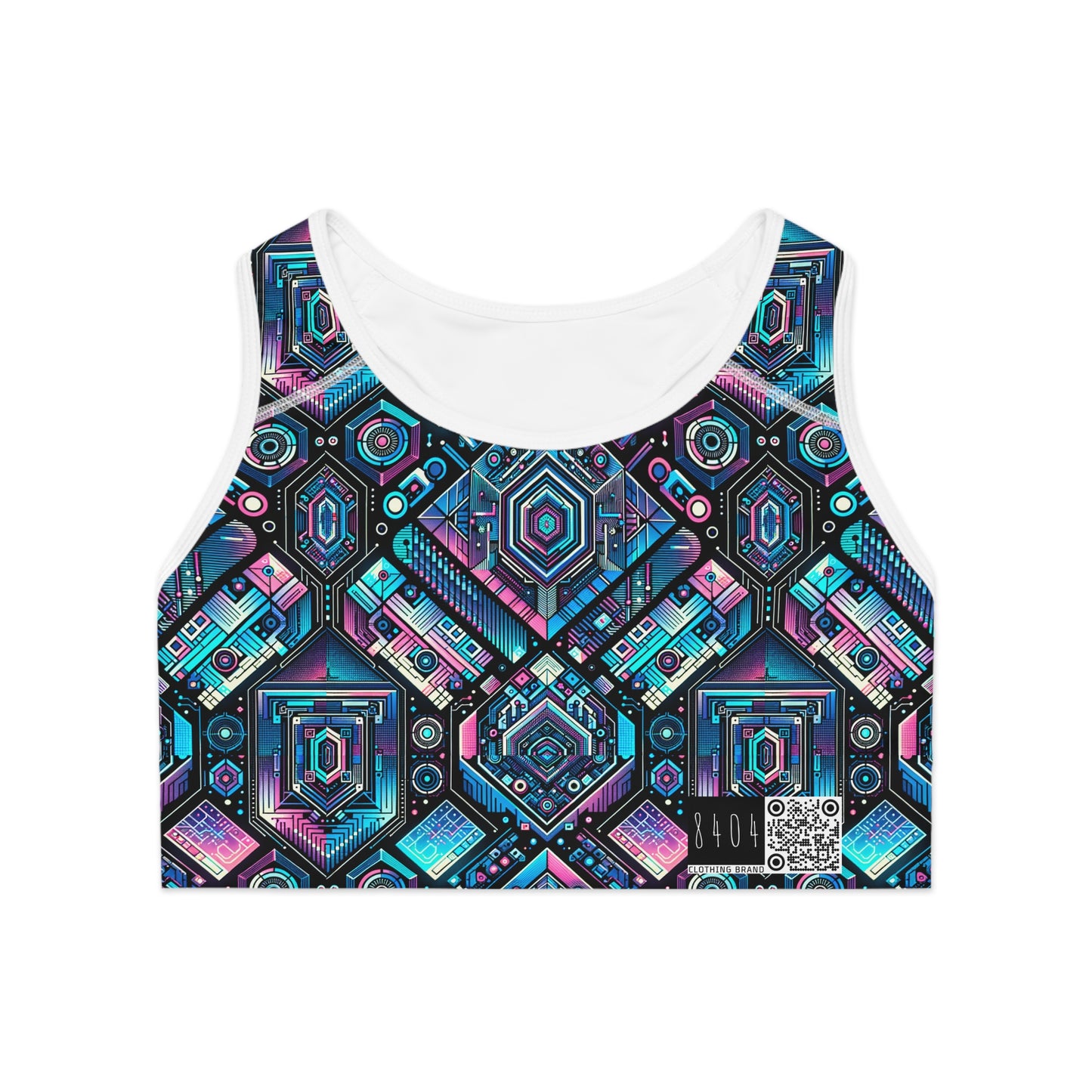 Digital Dreamland Futuristic Tech Aesthetic Sports Bra - 8404 Design-46
