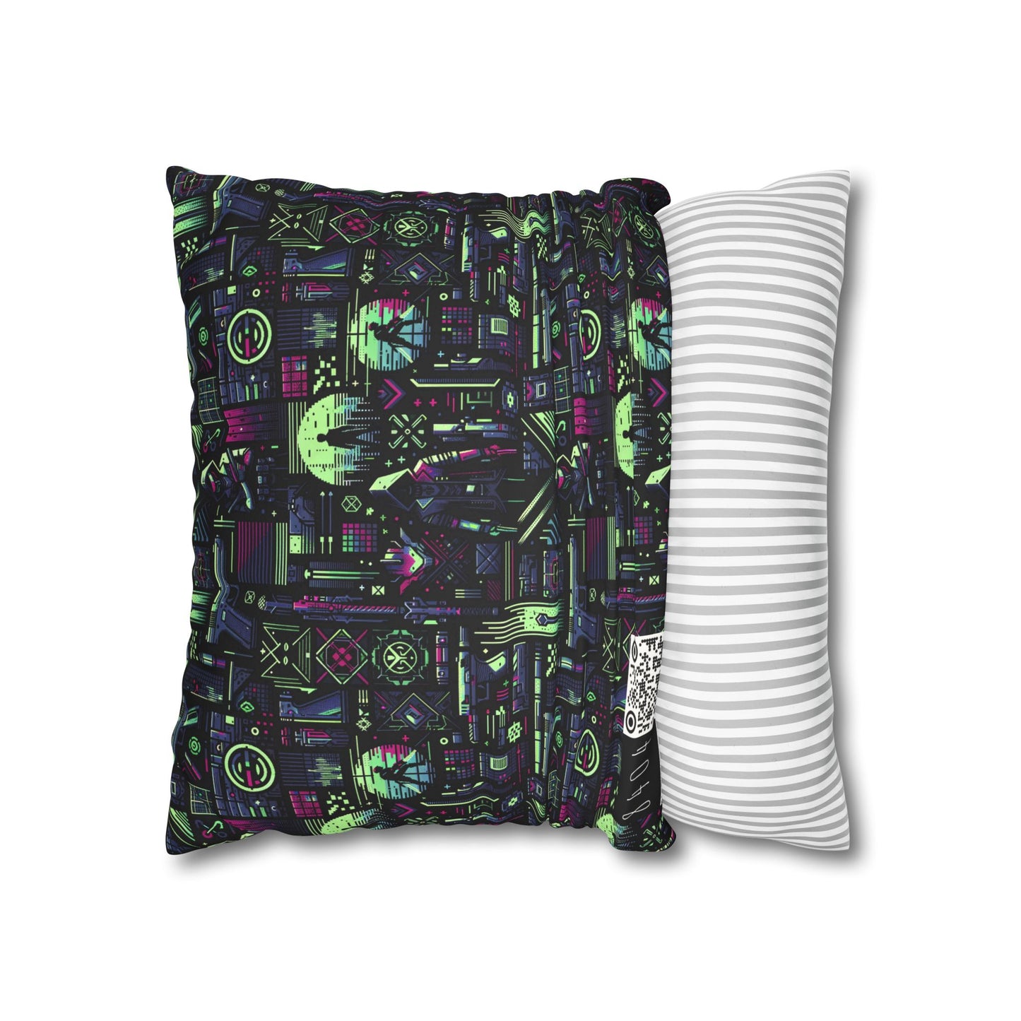 Tech Noir Futuristic Cyberpunk Faux Suede Square Pillowcase - 8404 Design-63
