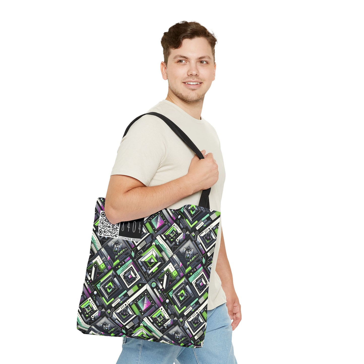 Retro Futurism Graphics Tech-Forward Streetwear Tote Bag - 8404 Design-48