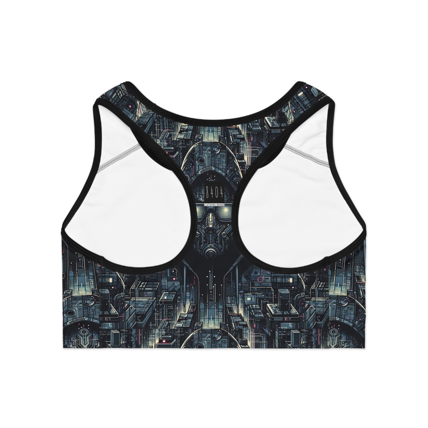 Tech Noir Aesthetics Sleek Tech Streetwear Sports Bra - 8404 Design-56
