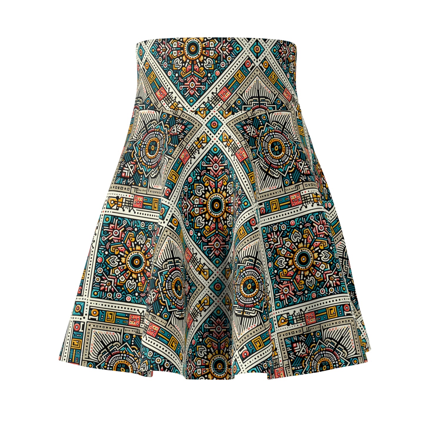Cultural Fusion Tech Blend of Cultural Heritage With Tech-Inspired Elements Women's Skater Skirt - 8404 Design-64