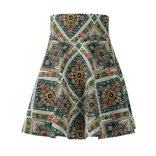 Cultural Fusion Tech Blend of Cultural Heritage With Tech-Inspired Elements Women's Skater Skirt - 8404 Design-64