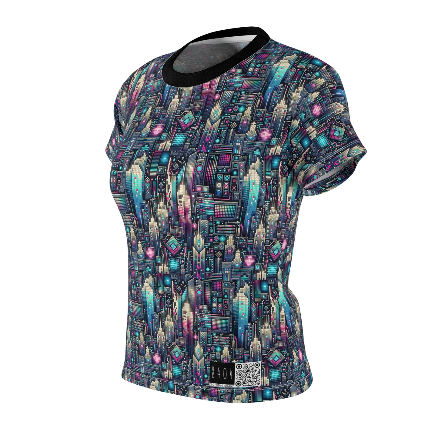 Digital Renaissance Tech-Forward Maximalism Women's Cut & Sew Tee - 8404 Design-56