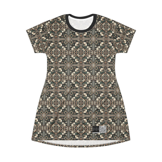 Cyber Garden Party Tech Garden Extravaganza T-Shirt Dress - 8404 Design-66