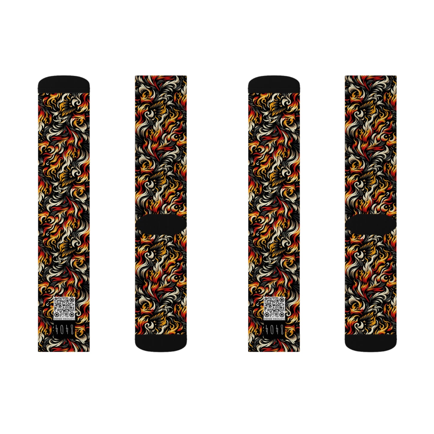 Fire & Flames Bold Streetwear Statement Sublimation Socks - 8404 Design-55