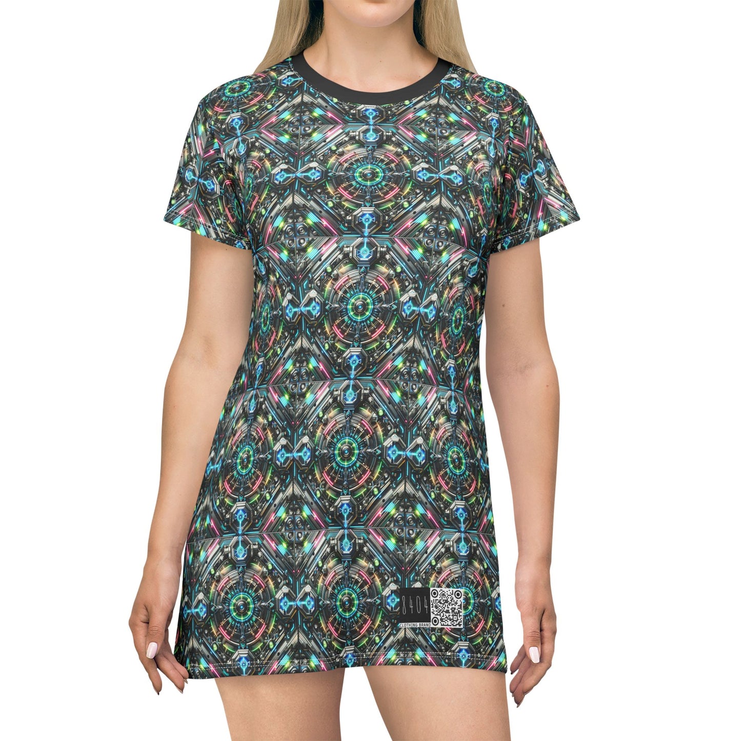 Tech-Infused Futurism Futuristic Tech T-Shirt Dress - 8404 Design-53