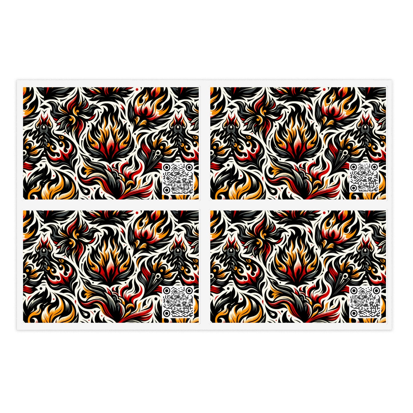 Fire & Flames Bold Streetwear Statement Sticker Sheets - 8404 Design-57