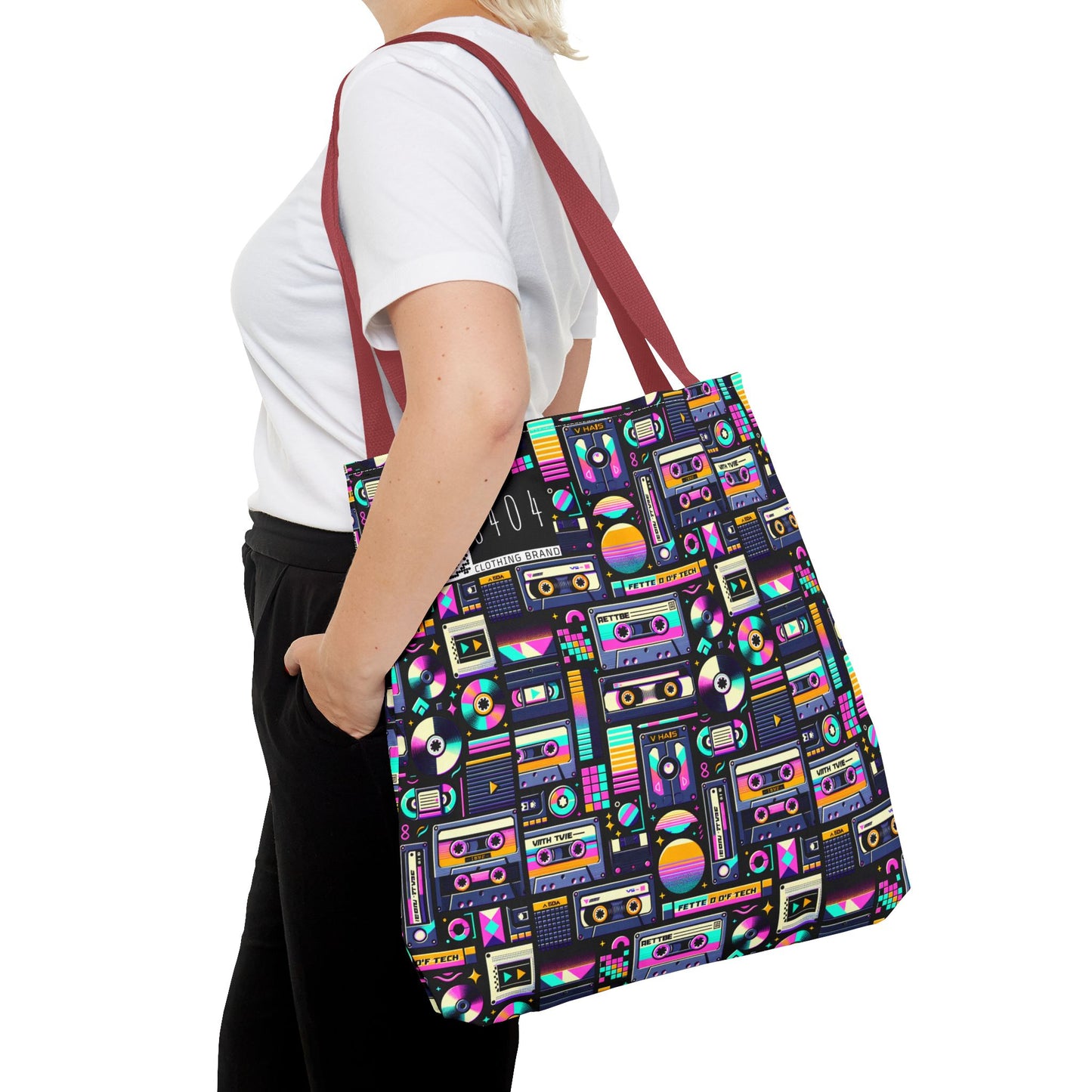 Digital Nostalgia Tech-Inspired Retro Fusion Tote Bag - 8404 Design-48