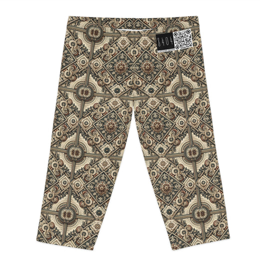 Graphic Workwear Capsule Artisanal Workwear Fusion Women's Capri Leggings - 8404 Design-61