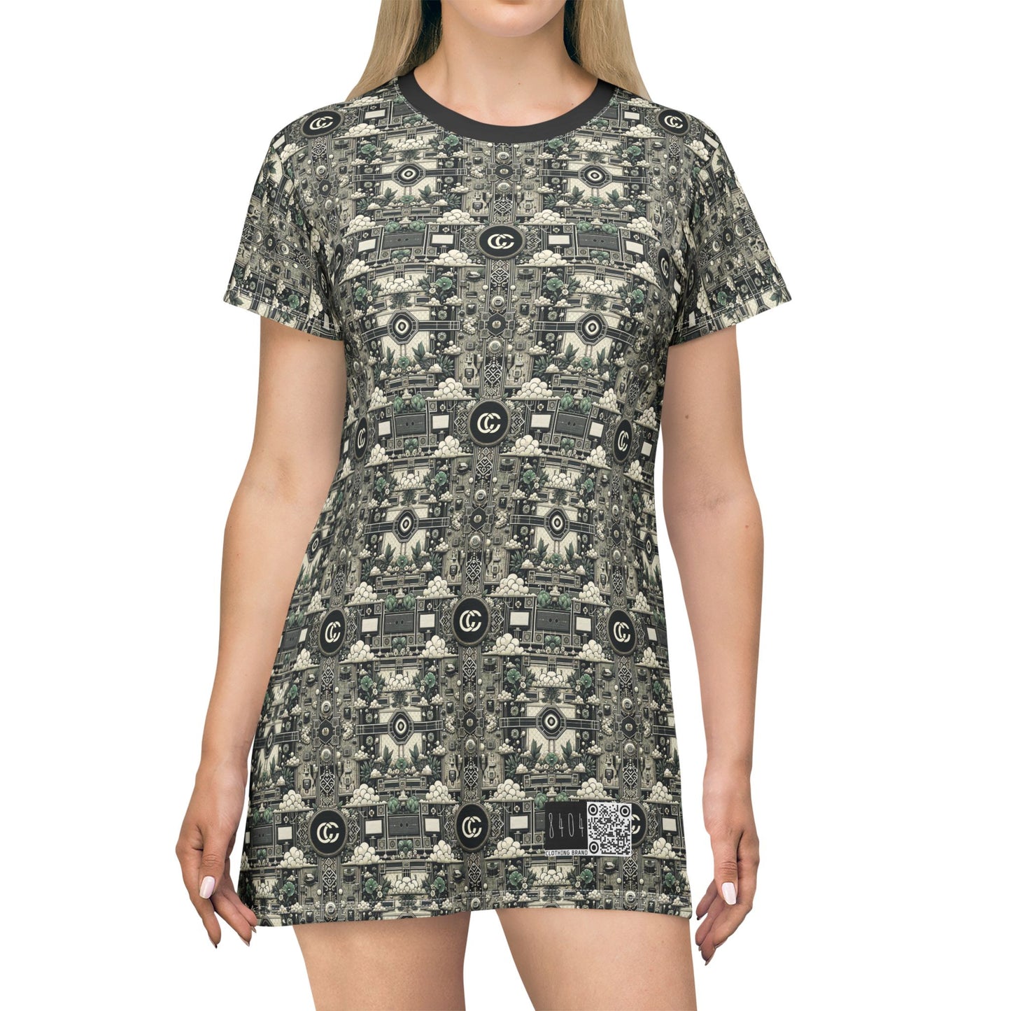 Cyber Garden Party Tech Garden Extravaganza T-Shirt Dress - 8404 Design-54