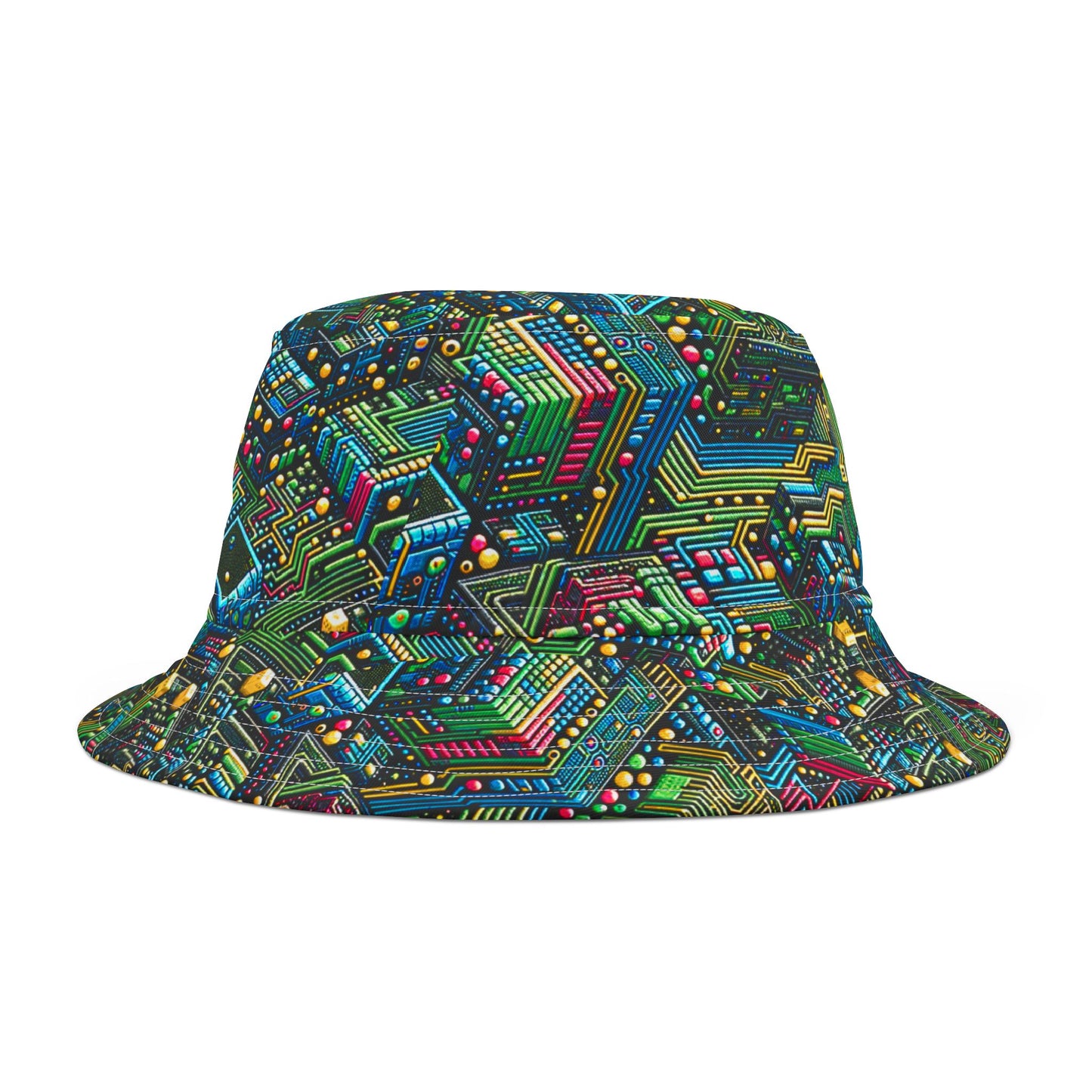Digital Nomad Chic Cyberpunk Tech Bucket Hat - 8404 Design-56