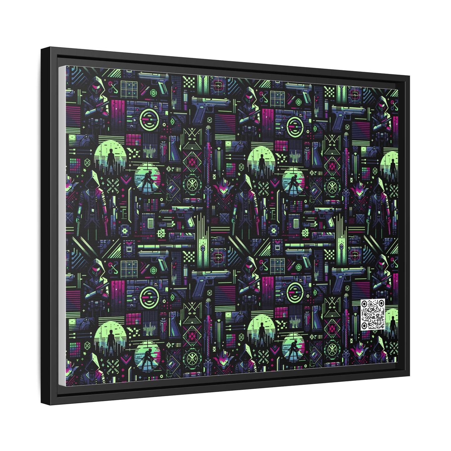 Tech Noir Futuristic Cyberpunk Matte Canvas, Framed (multi-Color) - 8404 Design-63 A