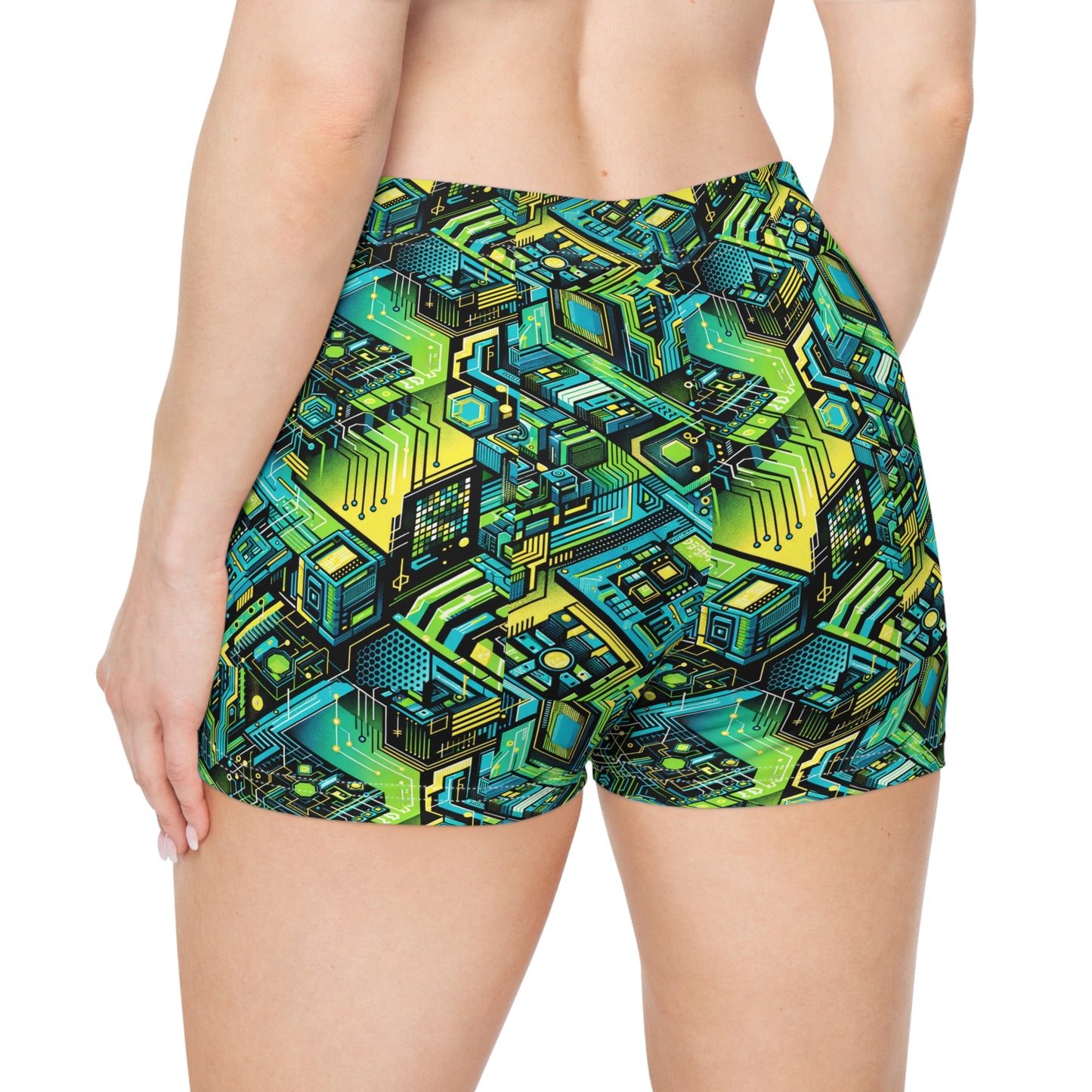 Tech-Infused Neon Tech-Forward Streetwear Women's Shorts - 8404 Design-38